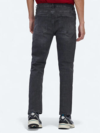 Gri Slim Fit Denim Pamuk Karışımlı Pantolon
