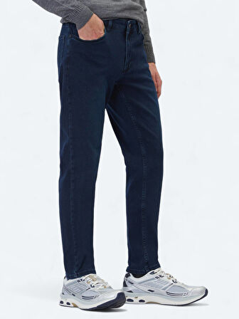 Lacivert Slim Fit Denim Pamuk Karışımlı Pantolon