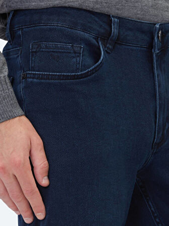 Lacivert Slim Fit Denim Pamuk Karışımlı Pantolon