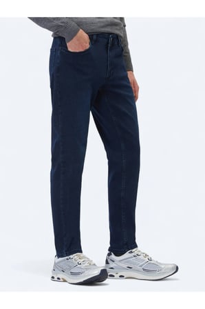 Lacivert Slim Fit Denim Pamuk Karışımlı Pantolon