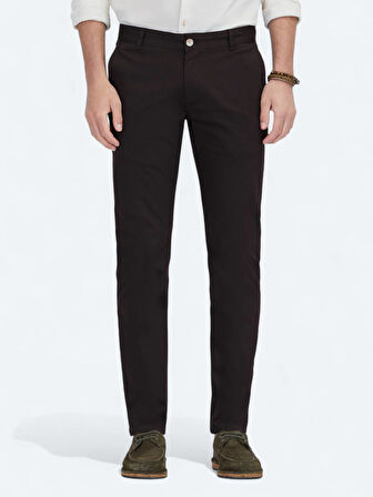 Kahverengi Dokuma Regular Fit Casual Pamuk Karışımlı Pantolon