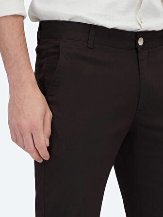 Kahverengi Dokuma Regular Fit Casual Pamuk Karışımlı Pantolon