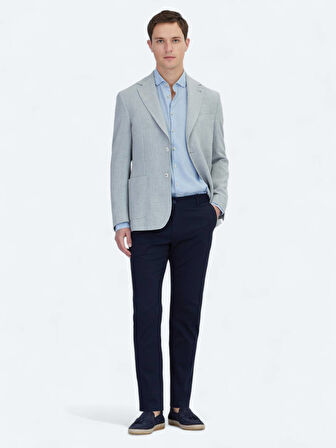 Lacivert Dokuma Regular Fit Casual Pamuk Karışımlı Pantolon