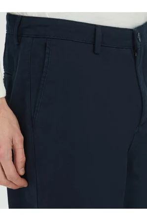 Lacivert Dokuma Relaxed Fit Casual Pamuk Karışımlı Pantolon