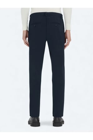 Lacivert Dokuma Relaxed Fit Casual Pamuk Karışımlı Pantolon