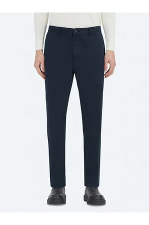 Lacivert Dokuma Relaxed Fit Casual Pamuk Karışımlı Pantolon
