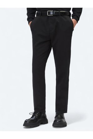 Siyah Dokuma Relaxed Fit Casual Pamuk Karışımlı Pantolon