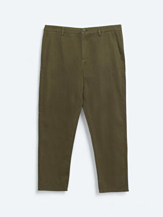 Haki Dokuma Relaxed Fit Casual Pamuk Karışımlı Pantolon