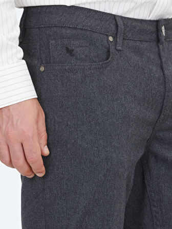 Antrasit Dokuma Regular Fit Casual Pamuk Karışımlı Pantolon
