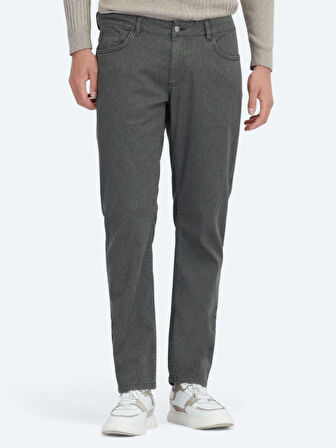 Haki Dokuma Regular Fit Casual Pamuk Karışımlı Pantolon