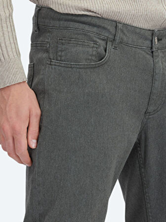Haki Dokuma Regular Fit Casual Pamuk Karışımlı Pantolon