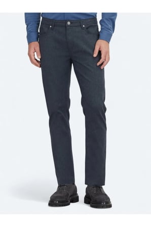 Lacivert Dokuma Regular Fit Casual Pamuk Karışımlı Pantolon