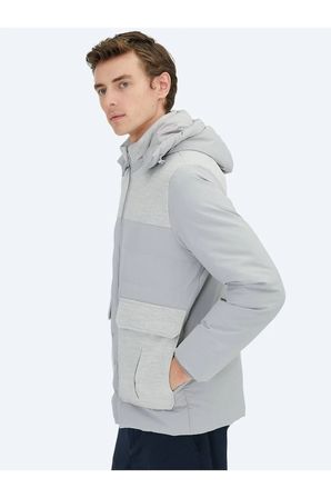 Açık Gri Regular Fit Dik Yaka Casual Dokuma Mont