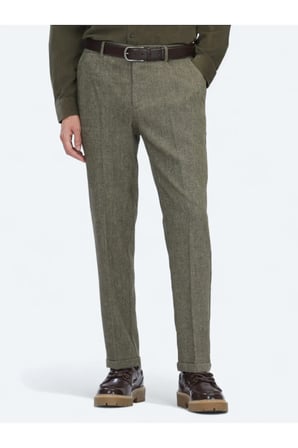 Haki Dokuma Jogging Fit Casual Yün Karışımlı Pantolon