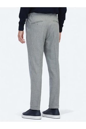 Gri Dokuma Jogging Fit Casual Yün Karışımlı Pantolon