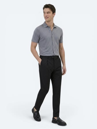 Siyah Dokuma Jogging Fit Casual Pamuk Karışımlı Pantolon