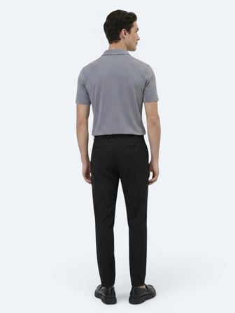 Siyah Dokuma Jogging Fit Casual Pamuk Karışımlı Pantolon