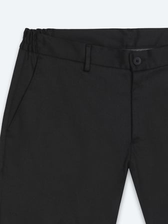 Siyah Dokuma Jogging Fit Casual Pamuk Karışımlı Pantolon