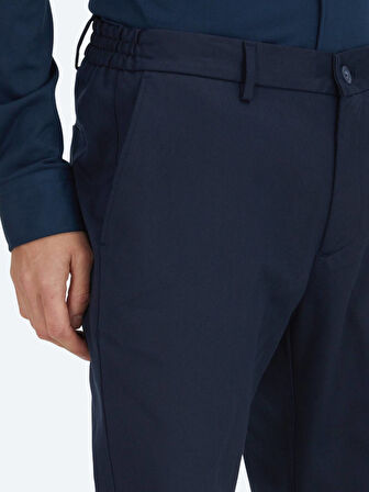 Lacivert Dokuma Jogging Fit Casual Pamuk Karışımlı Pantolon