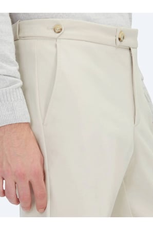 Bej Dokuma Regular Fit Smart Casual Pamuk Karışımlı Pantolon