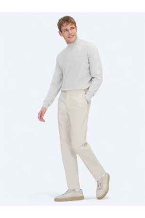 Bej Dokuma Regular Fit Smart Casual Pamuk Karışımlı Pantolon