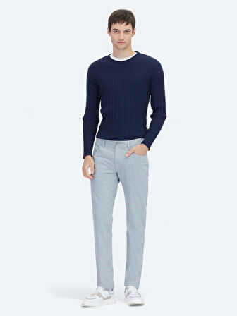 Gri Dokuma Slim Fit Casual Pantolon