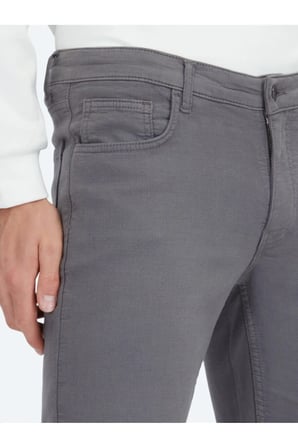 Antrasit Dokuma Slim Fit Casual Pamuk Karışımlı Pantolon