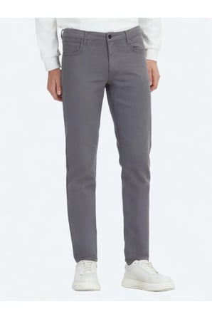 Antrasit Dokuma Slim Fit Casual Pamuk Karışımlı Pantolon