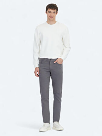 Antrasit Dokuma Slim Fit Casual Pamuk Karışımlı Pantolon