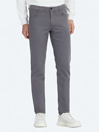 Antrasit Dokuma Slim Fit Casual Pamuk Karışımlı Pantolon