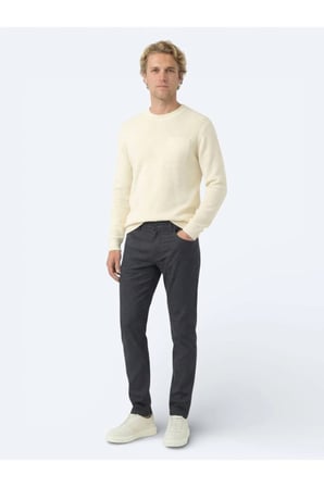 Siyah Dokuma Regular Fit Casual Pamuk Karışımlı Pantolon