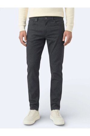 Siyah Dokuma Regular Fit Casual Pamuk Karışımlı Pantolon