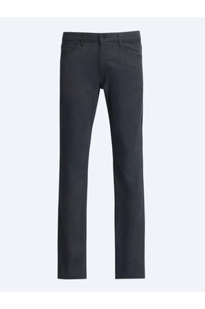 Siyah Dokuma Regular Fit Casual Pamuk Karışımlı Pantolon