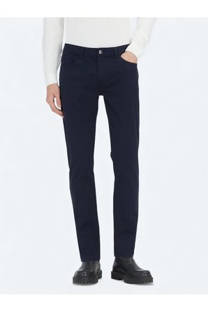 Lacivert Düz Dokuma Slim Fit Casual Pamuk Karışımlı Pantolon