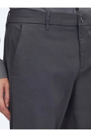 Gri Düz Dokuma Regular Fit Casual Pamuk Karışımlı Pantolon