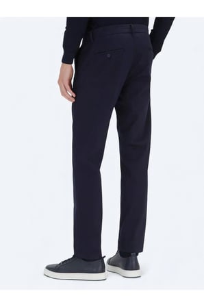 Lacivert Düz Dokuma Regular Fit Casual Pamuk Karışımlı Pantolon