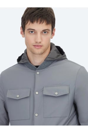 Gri Regular Fit Micro Jel Elyaflı Spor Ceket