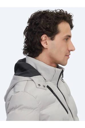 Bej Regular Fit Kapüşonlu Casual Dokuma Mont