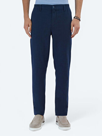 Lacivert Dokuma Jogging Fit Casual Pamuk Karışımlı Pantolon