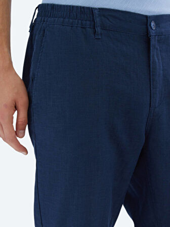 Lacivert Dokuma Jogging Fit Casual Pamuk Karışımlı Pantolon