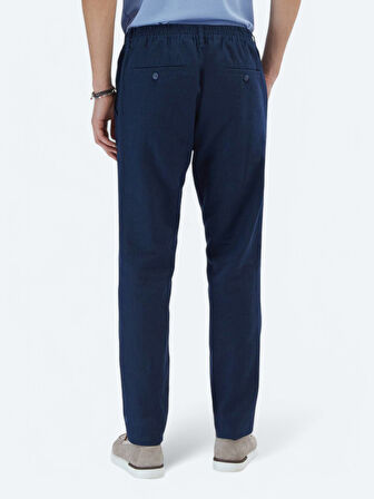 Lacivert Dokuma Jogging Fit Casual Pamuk Karışımlı Pantolon