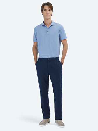 Lacivert Dokuma Jogging Fit Casual Pamuk Karışımlı Pantolon