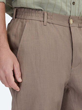 Koyu Vizon Dokuma Jogging Fit Casual Pamuk Karışımlı Pantolon