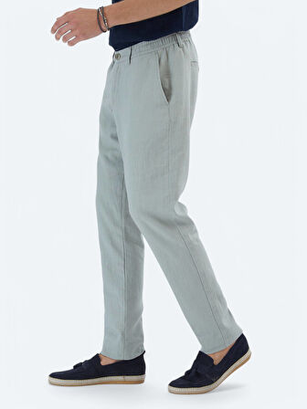 Nil Yeşili Dokuma Jogging Fit Casual Pamuk Karışımlı Pantolon