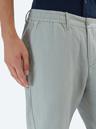 Nil Yeşili Dokuma Jogging Fit Casual Pamuk Karışımlı Pantolon