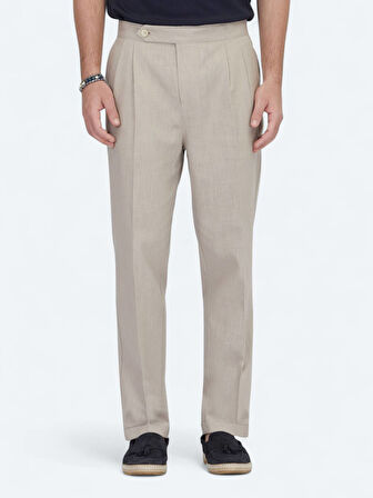 Vizon Dokuma Carrot Fit Casual Pamuk Karışımlı Pantolon