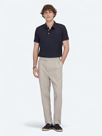 Vizon Dokuma Carrot Fit Casual Pamuk Karışımlı Pantolon