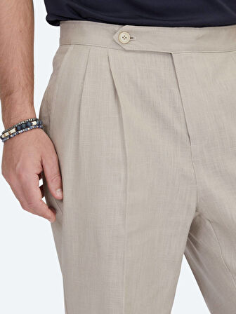 Vizon Dokuma Carrot Fit Casual Pamuk Karışımlı Pantolon