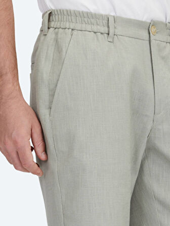 Nil Yeşili Dokuma Jogging Fit Casual Pamuk Karışımlı Bermuda