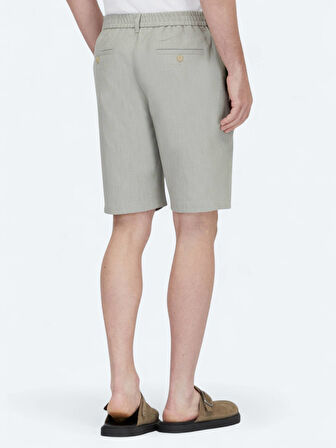 Nil Yeşili Dokuma Jogging Fit Casual Pamuk Karışımlı Bermuda